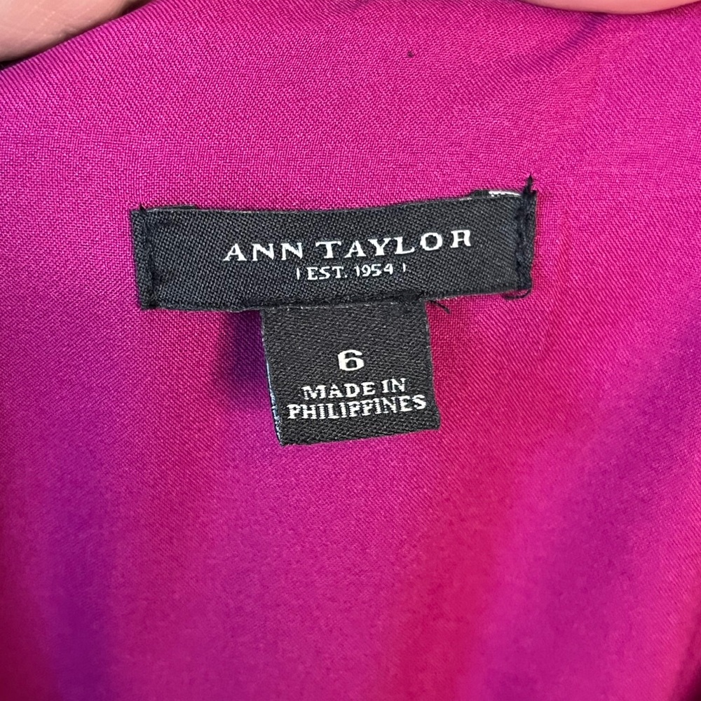 ANN TAYLOR Magenta Pink Sleeveless Scoop Neck Sheath Dress Size 6 Summer Office - Picture 4 of 6